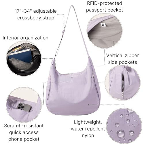 Image of Baggallini Swift Hobo Crossbody Bag for Women - Lightweight 15.7 inchx16 inch Travel Purse Handbag Hobo Bag