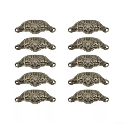 ZAMETTER Lot De 10 Poignées En Laiton Antique En Forme De Coquille - Poignée De Tasse Et Pointe (99 mm x 36 mm x 15 mm)