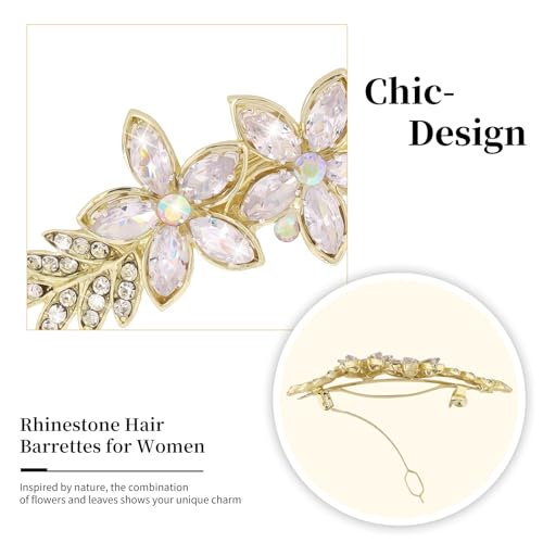 AMCAMI 2PCS Pinzas de Pelo Doradas, Hebillas de Pelo con Pedrería para Mujer, Accesorios de Pelo Elegantes para Boda y Eventos miniatura 2