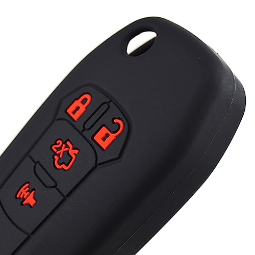Image of Silicone Rubber Key Fob Cover Protector for Ford Fusion Explorer (Flip Key) N5F-A08TAA 164-R7986 5924003 4 Button Remote Control