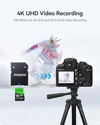Image of KEXIN 256GB Micro SD Card with SD Adapter microSDXC Memory Card UHS-I A1 V30 U3 Micro SD Card Full HD High Speed TF Card for Smartphone Tablet Action Camera Dash Cam Drone Game Console