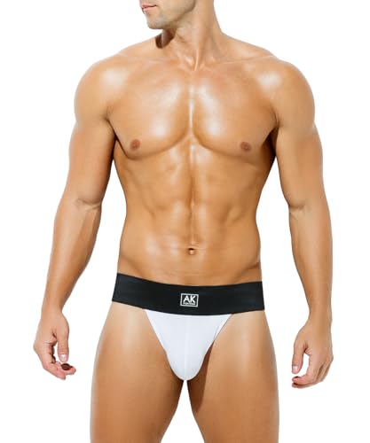 Arjen Kroos Męskie stringi tanga bez nici, seksowna bielizna dla mężczyzn, jockstrap, męskie majtki modal męskie stringi, A3 biały, L