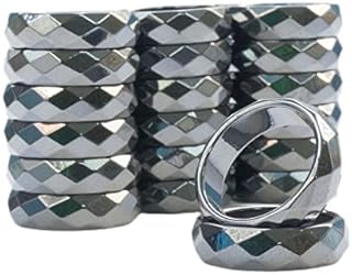 RICHRAIN 50 100 200 Bulk Crystal Rings Hematite Ring Lot Jewellry Wholesale Magnetic Faceted Band (50PCS)