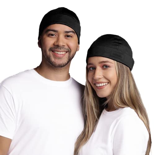 Hairbrella Brimless 100% Waterproof Docker Rain Hat For Men & Women - Beanie Satin-Lined Rainproof Cap With Adjustable Strap Lightweight Outdoor Black #TOP10