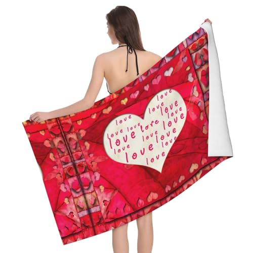 Serviette de bain de luxe avec imprimé cœurs à offrir en cadeau