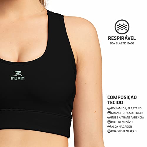 Top Nadador Solid Power com Bojo Removível Muvin – UV 50 – Fitness – Corrida – Academia – Treino – P