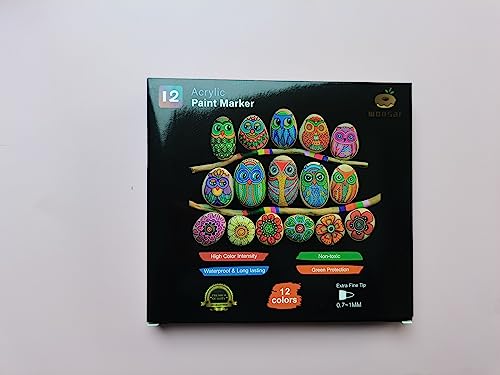 Acrylstifte von Wonsar, 12 wasserfeste Farben für Steine und kreative Projekte