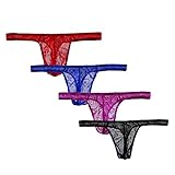 Arjen Kroos Herren Slips G-String Spitze Transparent Sexy Low Rise Tanga Unterwäsche Weich und Atmubgsaktiven Unterhose Bikini Höschen