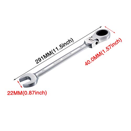 Katur 22Mm Ratcheting Wrench Set Flexible Pivoting Head Ratchet Combination Spanner Wrench Chrome Vanadium Steel Metric Tool (22Mm) #TOP1