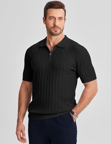 Camiseta polo para hombre JMIERR de manga corta con cierre parcial, tejido texturizado y ligera, ideal para verano, golf y vacaciones miniatura 2