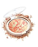 Baked Blush,Glow Marbleized Blusher Highlighter Powder Palette,Lightweight Shimmer Orange Blush for Face Cheeks, Christmas Mother's Day Facial Makeup Gift for Women rubores de maquillaje-08 Gold Pink