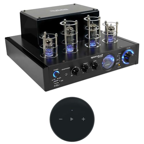 Rockville Bundle: BluTube LED 70w Bluetooth Tube Amplifier/Home Stereo Receiver & Mini WiFi Music Player (2 Item)