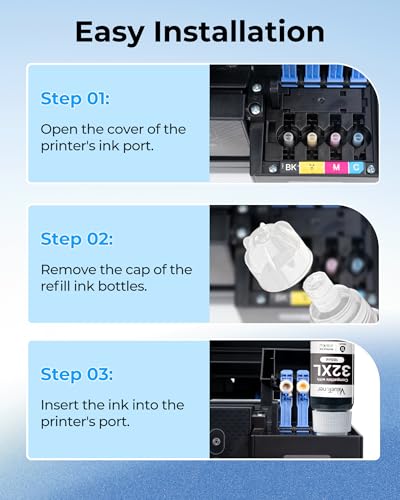 Image of 32XL Ink Bottle Black for HP 32XL Black Ink Bottle Works with HP Smart Tank 7602 5101 6001 7001 5000 7301 7302 7601 6002 5103 5102 Plus 651 551 755 757 455 457 450, 1VV24AN(2-Pack, 165ML)