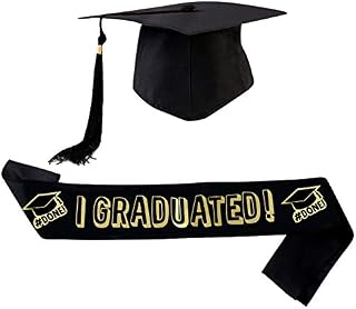 Student Graduation Hat Adult Bachelor Graduation Caps and Graduate Satin Sash for Graduation Ceremony Party Favors Prime Adults Graduation Ceremony Party Favors Decoration