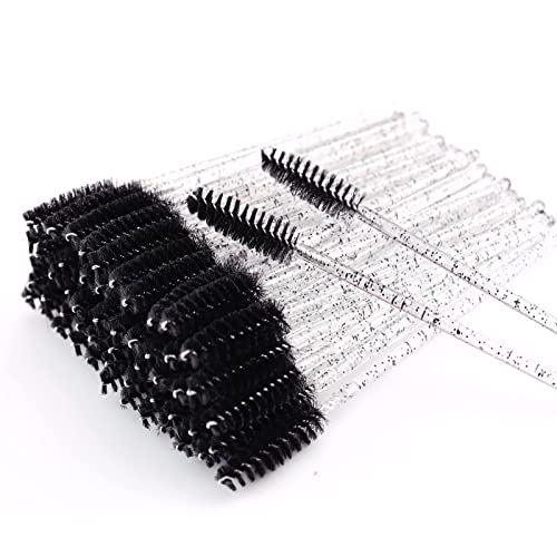 MSQ 50 Stück Wimpern Pinsel Einweg Mascara Pinsel Krystall Wimpernbürstchen für Wimpern und Augenbrauen Mascara Zauberstäbe für Beauty-Salon und Hausgebrauch (50Kristall)