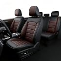 BAITUB Auto Sitzbezüge Leder Autositzbezüge Allwetter Wasserdicht Atmungsaktiv Vorne und Hinten Schonbezüge für Autositze mit Airbag-Kompatibel【Für Seat Alhambra,Braun】
