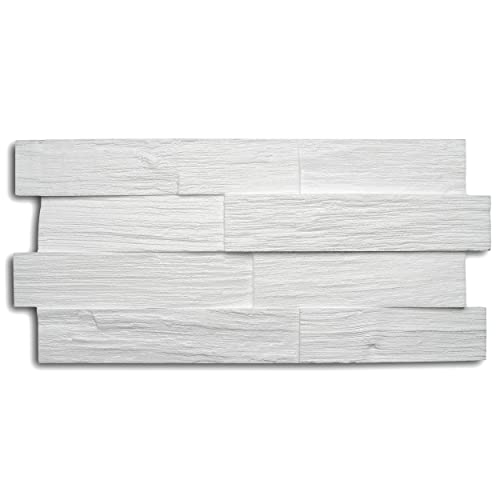 DECOSA Panneau mural à décorer Wood 3D-relief - aspect lambris bois - polystyrène - blanc - 23,50 x 50 cm - 1 sachet de 5 pièces (=0,5 m2)