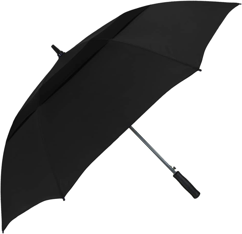 The Vented Club Canopy 58" Large Automatic Open Double Canopy Windproof Golf Umbrella, Strong Heavy Duty Fiberglass Oversize Golfing Umbrellas, Wind Vent Waterproof Umbrella for Men & Women