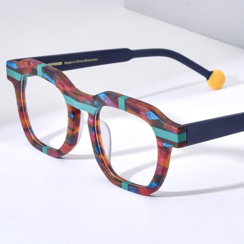 Image of HEPIDEM Multicolor Acetate Glasses Frame Women,Oversize Round Optical Eyeglasses