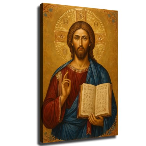Christ Pantocrator Byzantine Icon Wall Art (Framed,16 * 24inch)