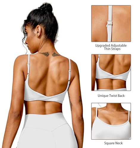 QUOJIZY Workout Tops for Women, Yoga Sports Bra Open Back Tops for Women, Spaghetti Straps, Low Support4