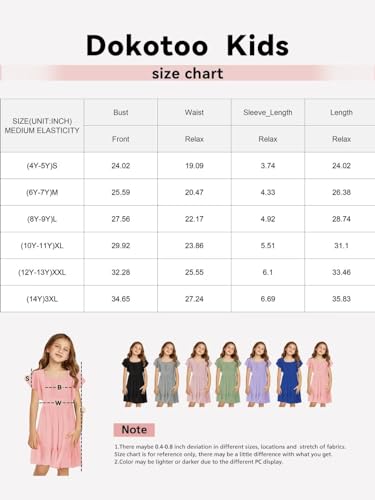 Dokotoo Kids Girls Summer Casual Ruffle Short Sleeve Back Tie Graduation Party Dress Black 8-9 Years Old thumb #5