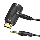 CMX HDMI to VGA Converter Adapter, HDMI-Plated Display Port Adapter with Audio Output for Laptop, PC,Desktop Other Devices with HDMI Port-Black