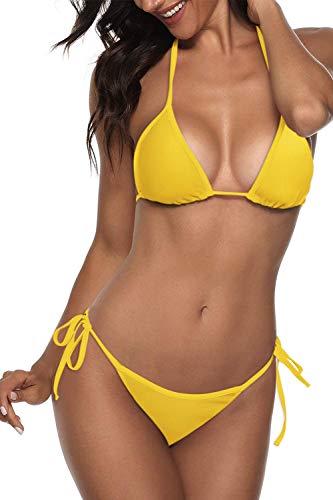 Image of Women Two Piece Swimsuit Sexy Swimwear Halter String Triangle Bikini Sets