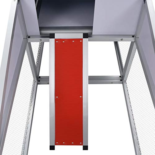HINSD Hühnerstall mit Auslauf und Nistkasten aus Aluminium. Material: Aluminiumrahmen + Eisendrahtgeflecht + MDF… – Bild 7