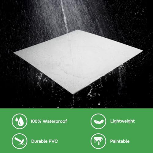 Image of STICKGOO Black Drop Ceiling Tiles 2ft x 2ft, Waterproof PVC Ceiling Panels, Fire Resistant and Washable Smooth Ceilings Decor Coverings 24 x 24in - 12 Pack Cover 48 Sq. Ft