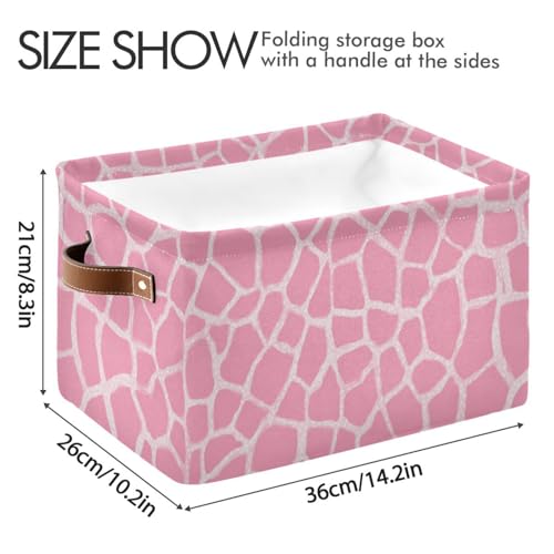 Image of Aslsiy Storage Basket Abstract Modern Giraffe Print Nursery Bins Pink Baby Canvas Box Clothes Shelf Basket Laundry Hamper Gift Basket for Home Closet 2 Pcs