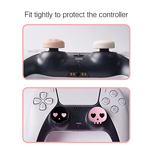 Image of PERFECTSIGHT Cute Thumb Grip Caps for PS5 /PS4 Controller, Halloween Silicone Analog Stick Caps for Xbox Series X /S, Thumbstick Grips Joystick Button Cover for Switch 2 / Switch Pro (Heart Skulls)