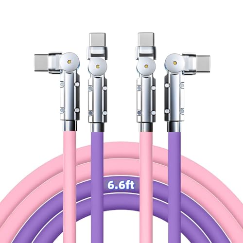Image of USB-C to USB-C Cable 2 Pack 6.6ft 180Rotating Charger Cord Type C Chubby Silicone USB C to C Cable Type C Fast Charging Cord for iPhone 17 16 15 Samsung Galaxy S26 S25 S24 S23 S22,Laptops