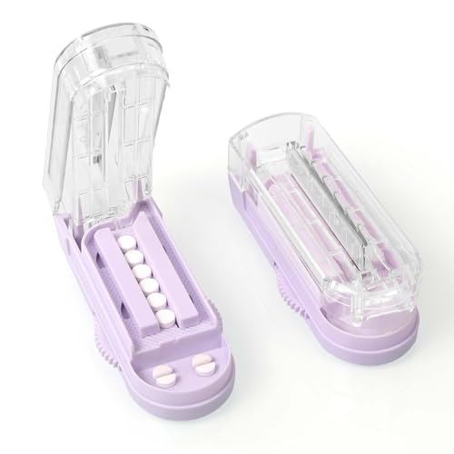 AOGOE Multiple Coupe Comprimé Médicaments, Coupe-Comprimé Avec Engrenage Réglable, Coupe Cachet Avec Alignement Précis, Séparateur De Pilules Portable pour Couper et Écraser Petits et Gros Cachets