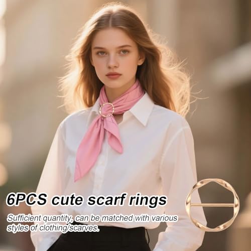 Image of Scarf Ring Clip T-Shirt Tie Clips for Women, Fashion Waist Cinch Scarf Sliders & Knot Buttons for Loose Shirts Dresses Alloy Clothing Accessories