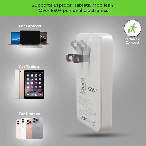 Image of UltraProlink 67W Slimmest GaN Universal Charger Adapter |6 in 1 Travel Adapter with 2 USB C Ports |Compatible for Type-C Port Based laptops, Tablets & mobiles | Type C Cable | UM1200