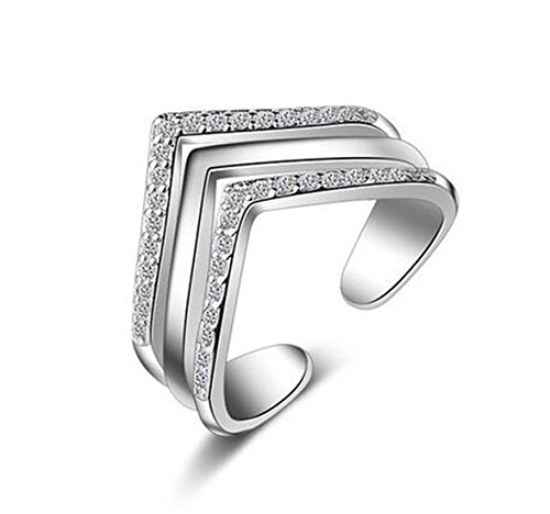 Boowhol Bague Argent La Bague Réglableet Phalange Orteil Avec Un écrin Cadeau Pour Femme Fille- Idée Cadeau Noël Anniversaire (Argent)