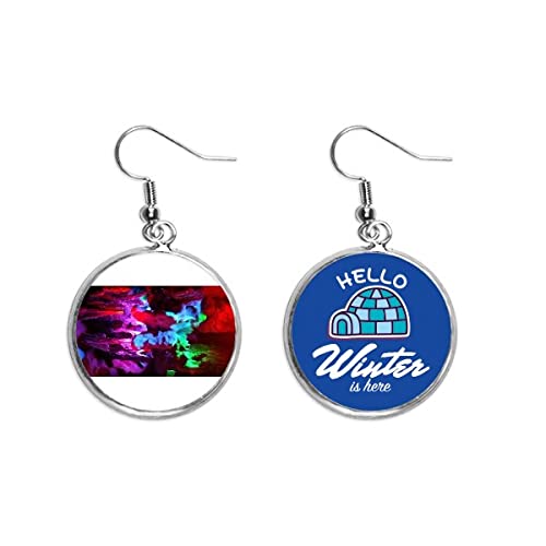 Pendientes de gota de hielo de invierno con diseño artístico de fotografía
