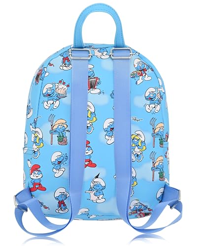 Fast Forward Smurfs Backpack for Women, Men, Boys, Girls, Unisex | Cute PU Leather 10" Smurfs Mini Backpack Purse Shoulder Purse | Smurfs Bag and Smurfs Accessories3