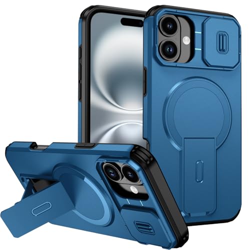 Coque iPhone 16 Plus support pour vos appels vidéo et voyages en couleur bleu