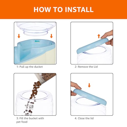 Image of Amazon Basics Automatic Gravity Food Feeder | Non-Toxic Plastic Material | 3.8 Liters | White | Pet Food Dispenser for Dogs, Cats, Puppies & Kittens, Large