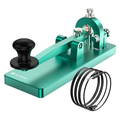 Image of Putikeeg CW Telegraph Key - Heavy Duty Stainless Steel Classical Morse Code Key, Shortwave Radio Ham Send Telegram Practice Oscillator Straight Key (Green)