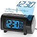 LIORQUE Projektionswecker Radiowecker Digital Wecker mit Projektion 180°, Radio, Snooze, Wochenendmodus, USB, Ladefuntion, Temperatur, 2-Farb-Ziffern und 4-Stufe-Heilligkeit, Schwarz