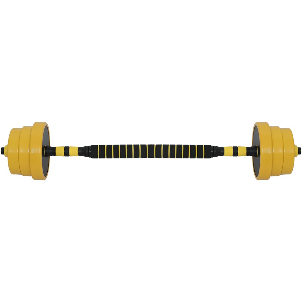 BAKAJI Set 2 in 1 Manubri Regolabili con Barra Bilanciere di collegamento, Rivestimento Gomma Piuma Antiruggine Antiscivolo, Palestra, Fitness, con Pesi