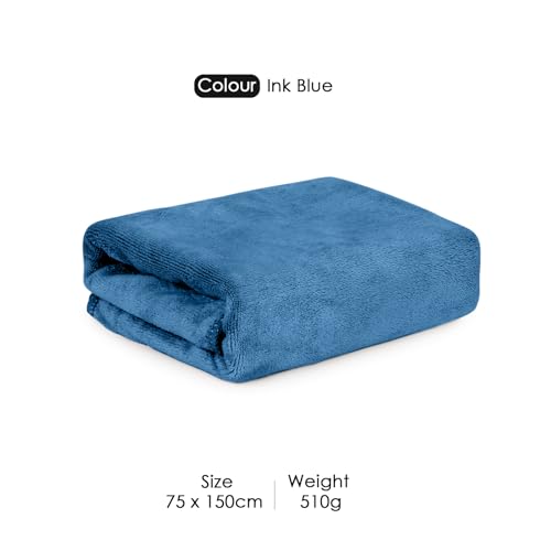 Image of HOUSSE Premium Microfiber Bath Towel - Extra Large 75x150cm Quick Dry Towels for Women Men & Kids | Super Soft Plush 550 GSM | Ultra Absorbent for Home Swimming Sports & Travel (Ink Blue)