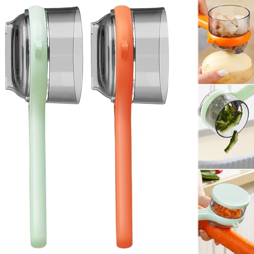 2PCS Peeling Knife with Storage Box, Peeling Knife with Container Box, Fruit And Vegetable Peeler With Container, Double-Sided Stainless Steel Multi-Function Peeler for Home Kitchen