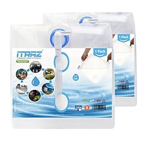 ITRAZ Collapsible Water Storage Containers, 2×5.3 Gallon BPA Free Water Bag Jug with Spigot for Camping Hiking Backpacking Outdoors & Emergency, Foldable Portable Survival Kit Used in Flood Conditions