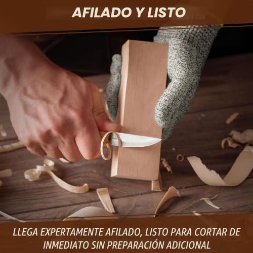 Miniatura 4 de Beavercraft Cuchillo Whittling C1m Cuchillo Sloyd Chip Acero Carbono, Pequeño Para Corte Detalle Y General, Herramienta Tallado Madera Para Principiantes Y Profesionales