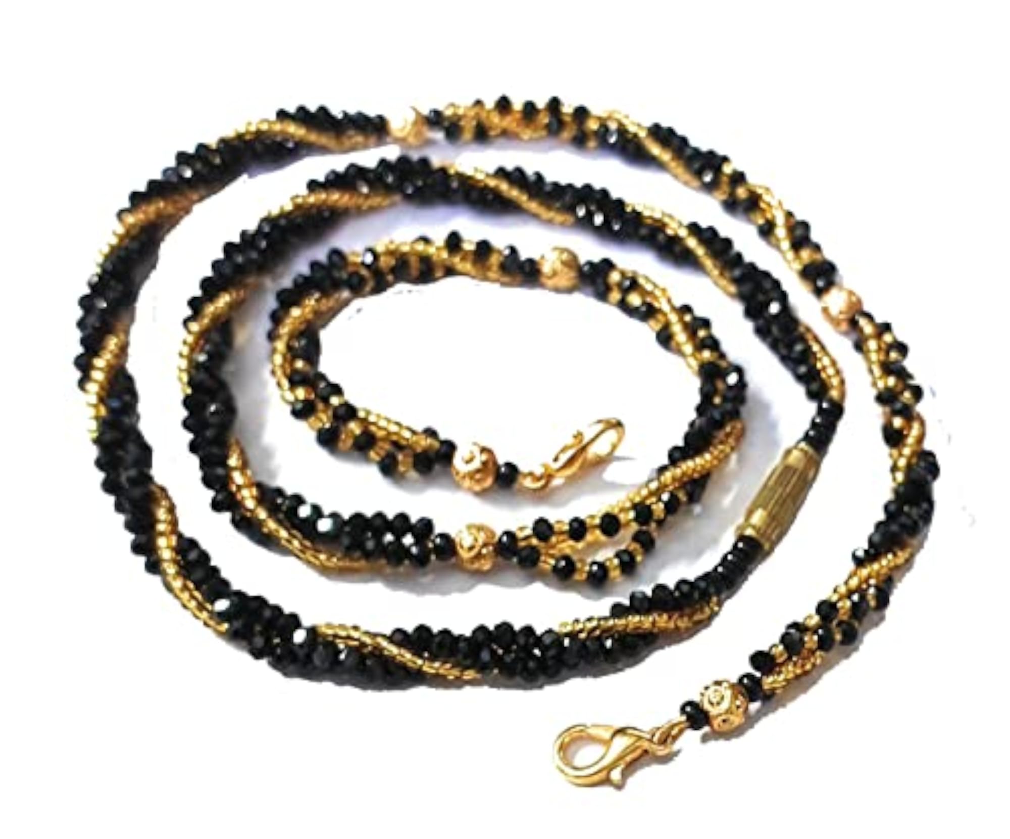 Women's Black & Golden Pearl Snake Chain Mangalsutra
