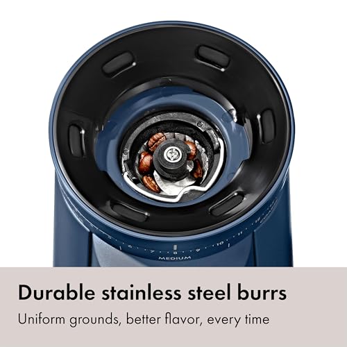 Image of OXO Brew Conical Burr Coffee Grinder - Storm Blue, Stainless Steel Burrs, One-Touch Automatic Smart Grind